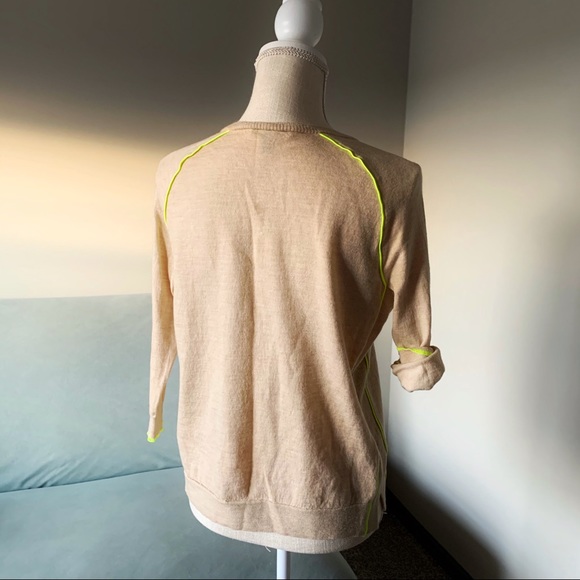 J.Crew 100% Merino wool camel & neon sweater - Picture 3 of 7